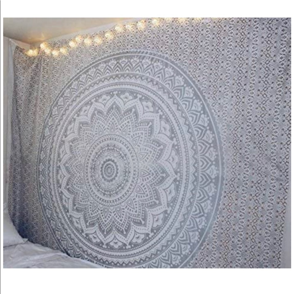 Mandala Tapestry, Grey / Indian Wall Art Hippie